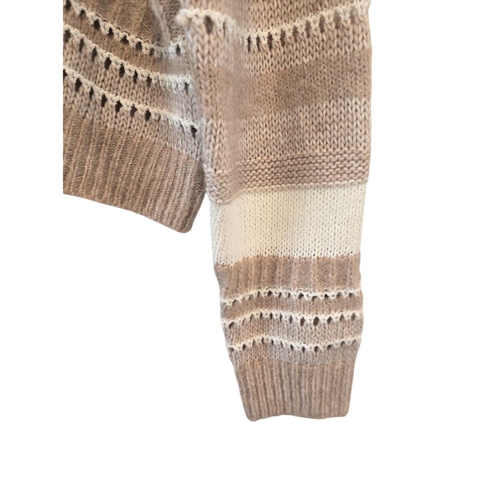 LUSH Knitted Cream and Tan Long Sleeve SWEATER Size L NWOT - Picture 2 of 8